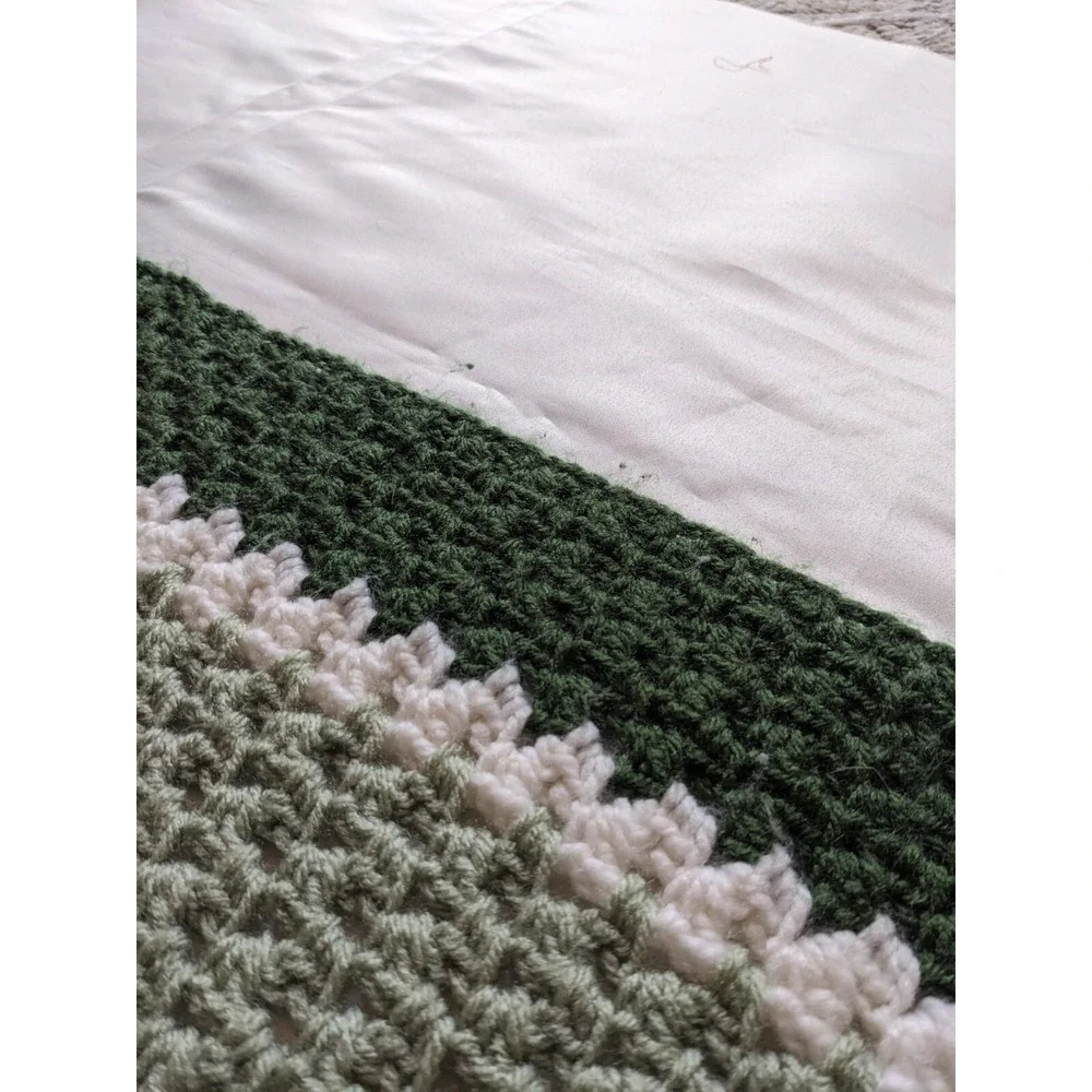 Handmade Blanket Afghan Throw‎ Crochet Green Purple Yellow 41